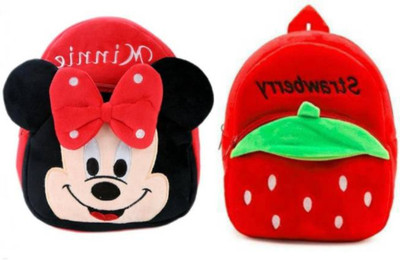 Bluemoon BM-New combo of 2 red strawberry, red minnie45 12 L Backpack(Multicolor)