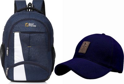 Good Friend Waterproof Casual Travel Bagpack/College Backpack/School Office Bag & Men's Cap 36 L Laptop Backpack(Blue)