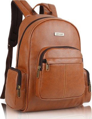 Veneer PU Leather Mini Casual Backpack Bags For School, College, Tuition, office Bag 22 L Laptop Backpack(Tan)