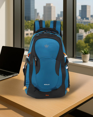 WESLEY Spartan Rucksack Unisex Travel hiking laptop bag fits upto 17.3 inch with Raincover and internal organiser backpack College ba 45 L Laptop Backpack(Blue)