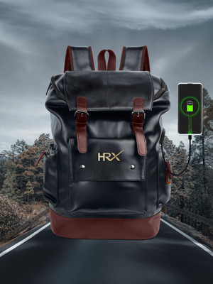 HRX by Hrithik Roshan Leather Anti Theft Casual bag witH USB PORT 35 L Laptop Backpack(Black)