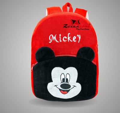 Zexsazone Soft plush premium fabric kids bag Mickey Red color age up 6 year child bag Backpack(Red, 15 L)