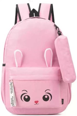 VELAR Bunny PU Leather Backpack 15 L Laptop Backpack(Black, Green, Grey, Pink)