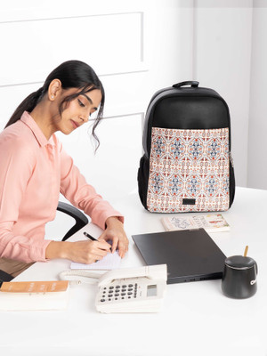 ZOUK Agra Floral Statement Backpack 16.9 L Laptop Backpack(White)
