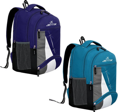 jettik High quality Combo Waterproof School Bag/College Bag Pack of 2 35 L Laptop Backpack(Blue, Multicolor)