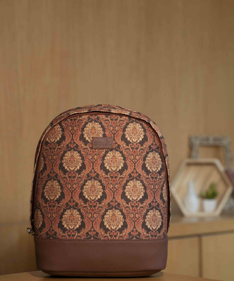 ZOUK Jodhpur Damask Dome Daypack 12 L Backpack(Brown)