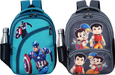 Gloft Unisex Cartoon Backpack Bag School Bag for Boys & Girls Perfect for 4-8 years Waterproof Backpack(Blue, Grey, 22 L)