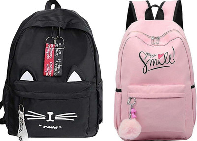 Shishtha A_BLK__CAT__1 A & SMILE-PRINT-1PC_abc 30 L Backpack(Black, Pink)