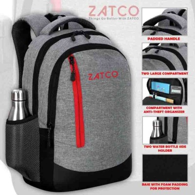 ZATCO spacy comfortable 4th to 10th class casual school bags Waterproof School Bag 35 L Backpack(Grey)