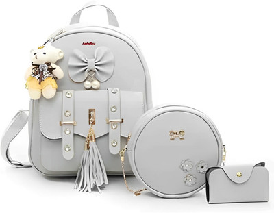 Cleto grey COMBO Fancy style backpack for girls | college Bag 10 L Backpack(Pink)