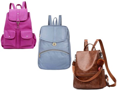 QUASHIMI COLLECTION BP-30-prpl-2bl+sky-blu-psh-lck+brwn-lattu-pitthu-cmbo 6 L Backpack(Purple, Blue, Brown)