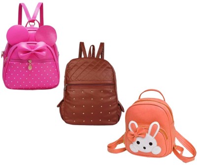 QUASHIMI COLLECTION BP-12-pnk-2in1+blk-kk+orng-micky-pithu-cmbo 6 L Backpack(Pink, Brown, Orange)