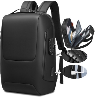 Walkent Anti-Theft, Hard Top, Waterproof, External USB 15.6 inch Laptop Bag 26 L Laptop Backpack(Black)