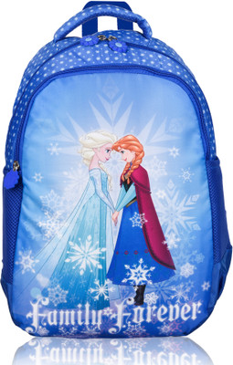 DISNEY 3 Compartments Frozen Family Forever School Bag for Boys & Girls|Blue 24 L Backpack(Blue)