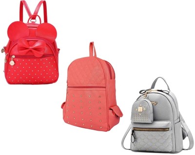 QUASHIMI COLLECTION BP-14-red-2in1+pch-kk+gry-kachua-pithu-cmbo 6 L Backpack(Red, White, Grey)