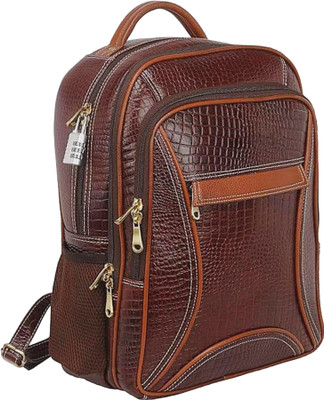 Clifton Leather Laptop Bags for Men Office Use High security Lock 20 L Laptop Backpack(Tan)