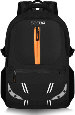 SEEBA Water Rasistant Fabric Zipper unisex School Bag with reflective strip 37 L Laptop Backpack(Black)