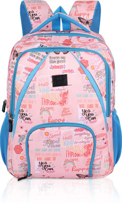 newtal Kids School Backpack, 17 Inch, Pink Motivational Pattern with Blue Trim 30 L Backpack(Pink)