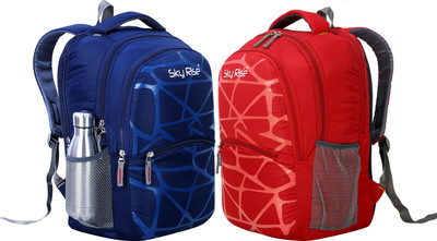 SKY RISE Laptop Backpack 35 L Laptop Backpack(Red, Black)