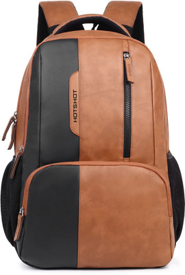 HOT SHOT HOTSHOT BAGS VINTAGE 32L FAUX LEATHER ANTI THEFT LAPTOP|OFFICE|COLLEGE BACKPACK 32 L Laptop Backpack(Tan)