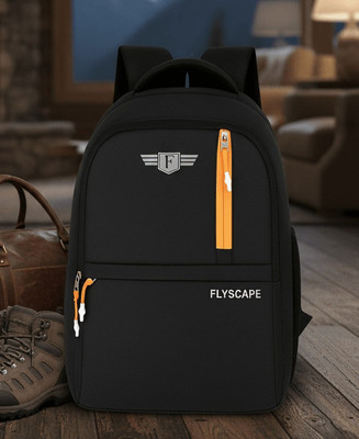 Flyscape TERROR Waterproof School Bag(Black, Orange, 25 L)