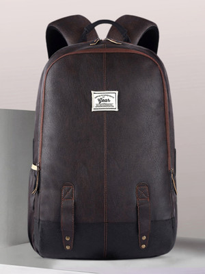 Gear Leather without Anti Theft 28 L Laptop Backpack(Brown)