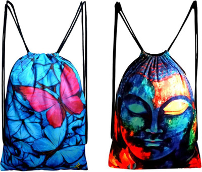 Fab C Grapnic Printed Drawstring Polyester Backpack for Sports/ Gym/Yoga/Casual 16 L Backpack(Pink)