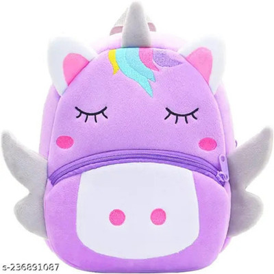Zexsazone Soft plush premium fabric kids bag UNICORN-E age up 2 to 7 years child bag 15 L Backpack(Orange)