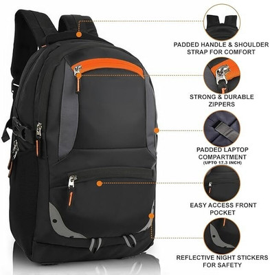 MONVELLI Casual for Men Women Boys Girls/Office 40 L Laptop Backpack(Black)