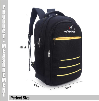 WILDSKILL Black Backpack School College & Travel Bag with Front Zipper Pocket ( SMALL BAG) 30 L Backpack(Black)