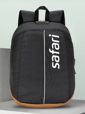 SAFARI Vault Anti Theft with Lock and USB 30 L Laptop Backpack(Black, Tan)