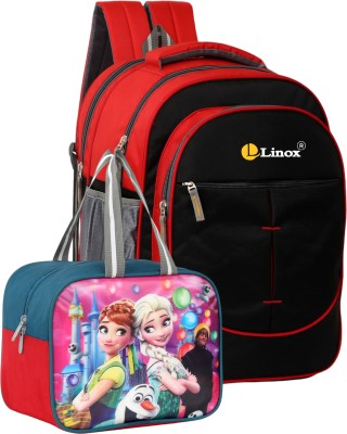 LINOX Combo High Quality Waterproof School & Lunch Bag Pre School Nursery to 3rd 35 L Backpack(Red)