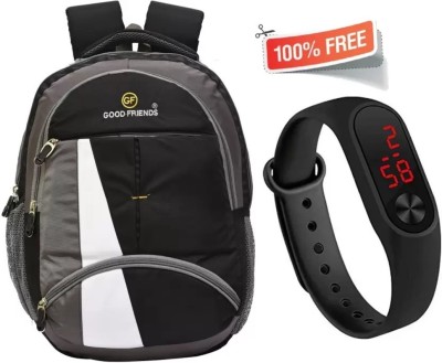 Good Friend Casual Day/Backpack/college high school/ big student /Digital Watch (Led) 36 L Laptop Backpack(Black)