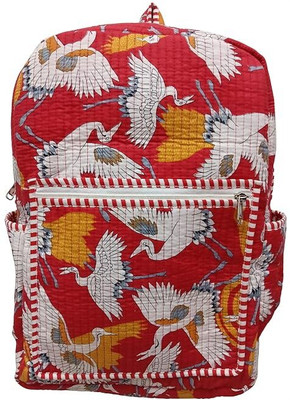 DORAYA Unisex Hand Block Floral Printed Design Stylish Eco-Friendly Bag 10 L Backpack(Red)