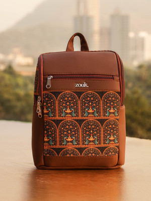 ZOUK Royal Indian Peacock Motif Amalia Daypack 10.6 L Laptop Backpack(Multicolor)