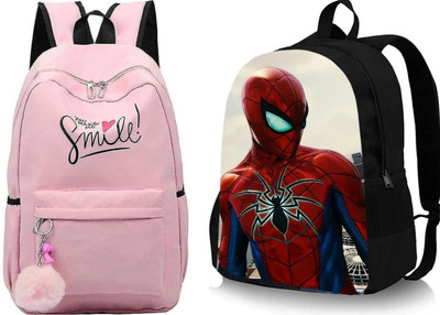 Shishtha A_SMILE-PRINT-1PC & SPIDER-04_@@_1PC_abc 30 L Backpack(Pink, Black)