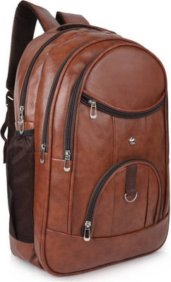 Galaxy Craft Multi-Utility Vegan Leather Backpack Formal Laptop Bag Men with Padded Strap 25 L Backpack(Tan)