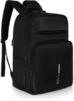 FLAME Laptop backpack with Number lock and USB Port for unisex 32 L Black 32 L Laptop Backpack(Black)