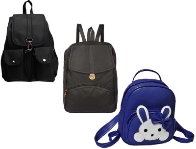 QUASHIMI COLLECTION BP-29-blk-2bl+blk-psh-lck+blu-micky-pitthu-cmbo 6 L Backpack(Black, Black, Blue)