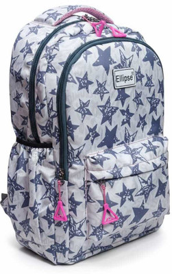 Ellipse Grey base with Navy Blue Star Print & Pink Accents (Zipper Pullers) 36 L Backpack(Multicolor)