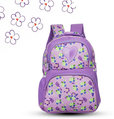 Stryker Floral Printed School Backpack with Multiple Compartments |school bag for girls 35 L Laptop Backpack(Purple)