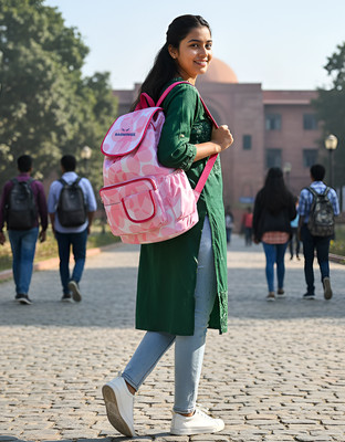 AE EXCELLENT BAGWINGS Trendy Floral/Abstract Print Backpack for Girls & Women 16 L Backpack(Pink)