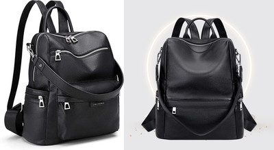 Spinsell Black Leather Backpack 25 L Trolley Laptop Backpack(Black, Black)