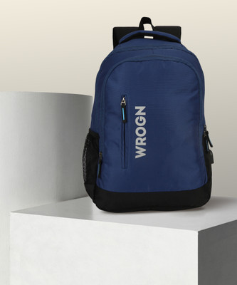 WROGN Large Backpack With USB Charging Port 15.6 Inch With Two Compartment 35 L Laptop Backpack(Blue, Black)