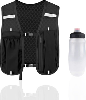 gustave Hydration Backpack Vest with Water Bladder and Reflective Mesh Pockets 2.58 L Backpack(Black)