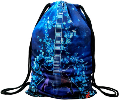 CSZ Trendy Printed Drawstring Polyester Backpack for Sports/ Gym/ Yogs/ Casual 18 L Backpack(Blue)