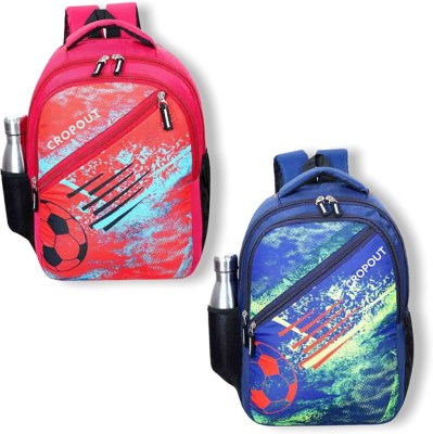 CROPOUT Kids Bag Backpack School Bag Combo Kids Bag Multicolor Bag Pack Of 2 Bag 22 L Backpack(Red, Blue)