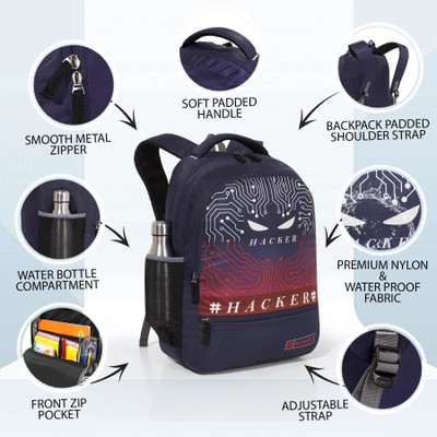 Richers BOYS&GIRLCasualBackpack inBlack Polyester Spacious Compartments & Hidden Storage 35 L Laptop Backpack(Black)