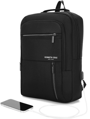 Kenneth Cole Business Laptop Backpack, Stylish Design Unisex Bag with USB Charging Port 20 L Laptop Backpack(Black)