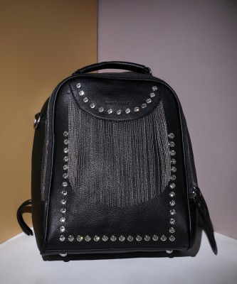 Haute Sauce Fringed Mini Backpack - Black 9 L Backpack(Black)